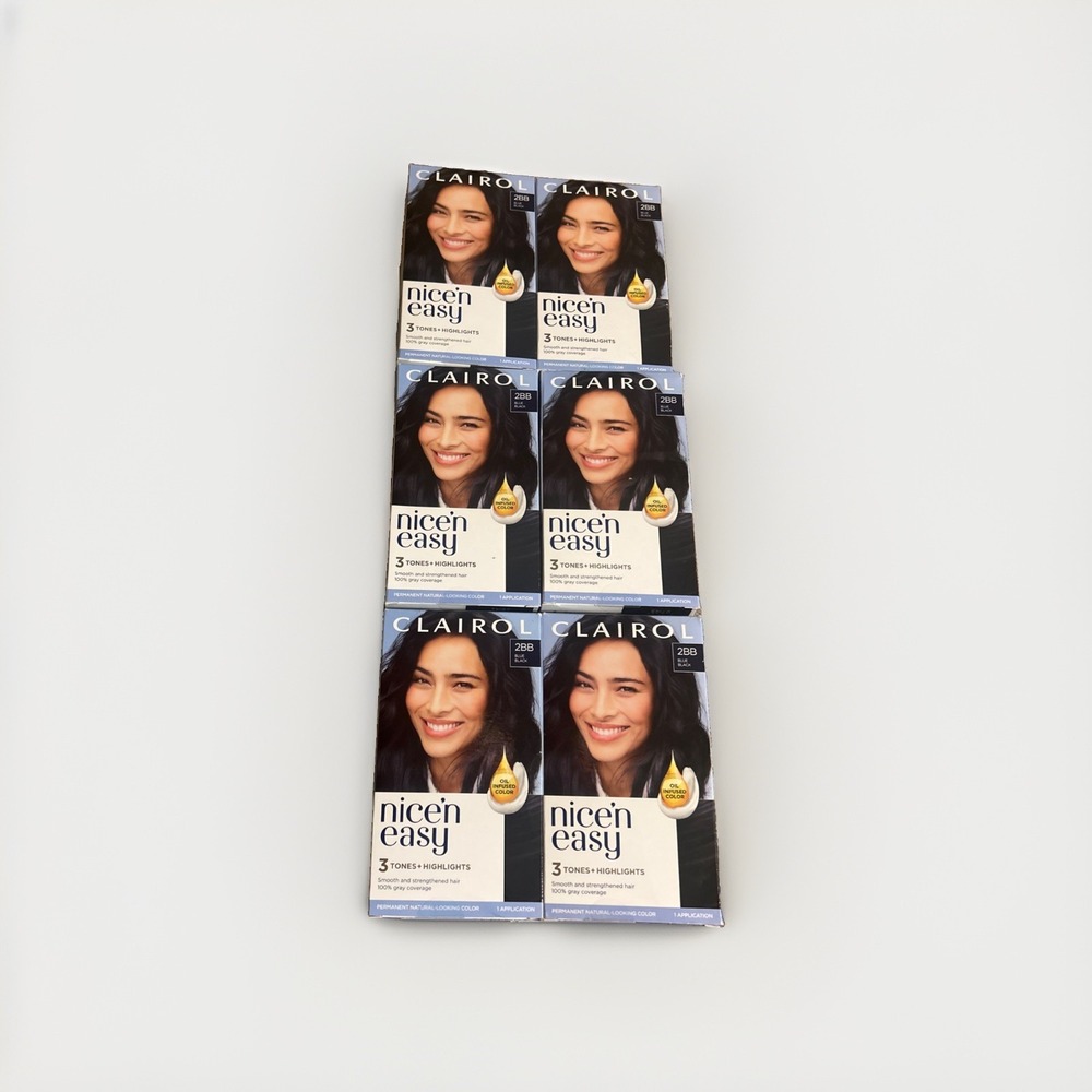 Clairol Nice 'N Easy 2BB Blue Black Permanent Hair Dye Color - Lot Of 6